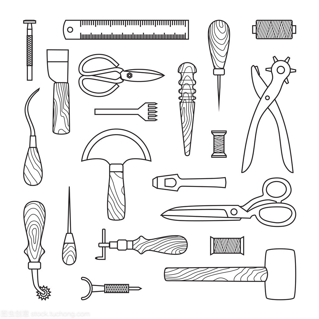 皮制工作工具矢量图